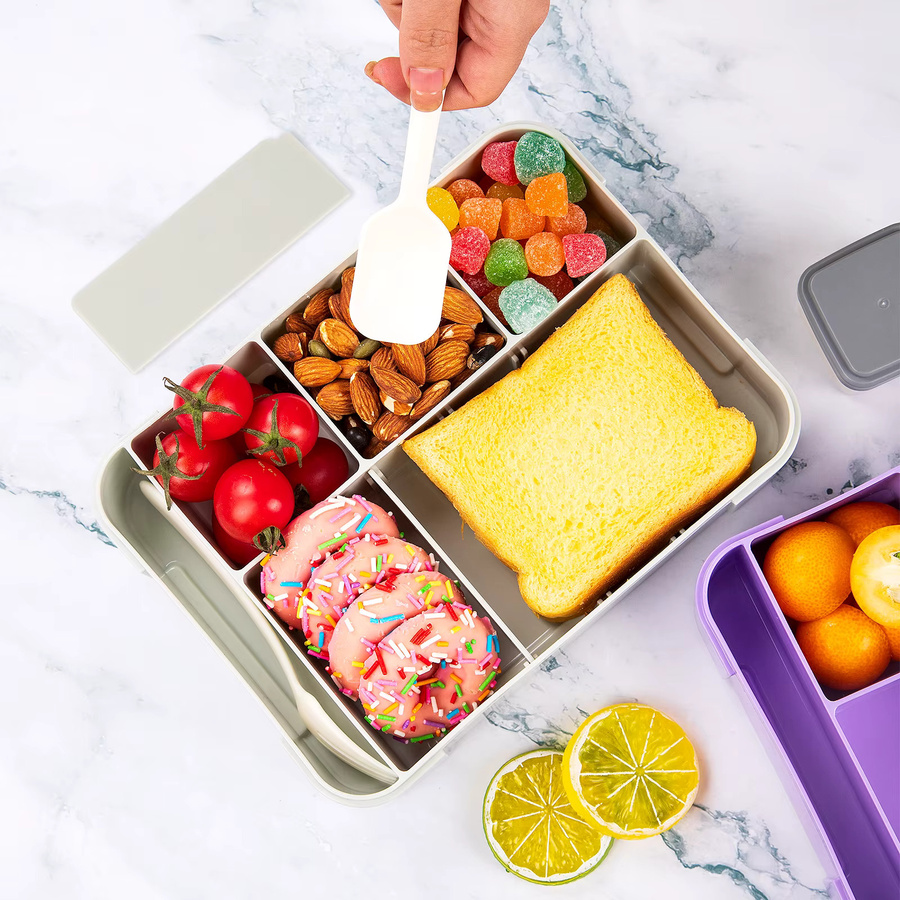 YOCITY Bento Box für Kinder mit Unterteilung, auslaufsicher und mikrowellengeeignet, Grau - Bild 2