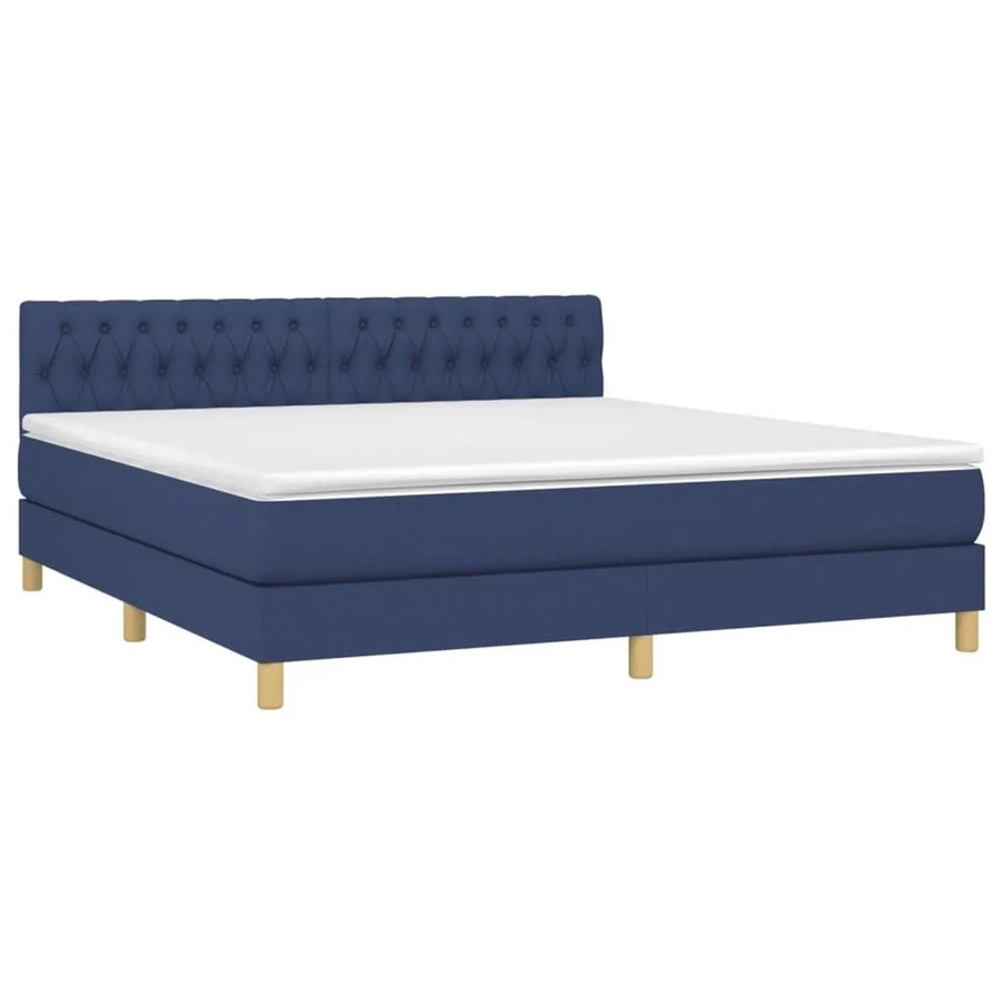 vidaXL Boxspringbett mit Matratze in Blau und Weiß, Hybridbett mit LED-Unterbettbeleuchtung und USB-Ladeport, B/T: 180 x 200 cm - Bild 2