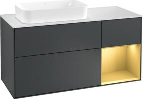 V&B Waschtischunterschrank Finion in Mattblau lackiert, Breite: 120 cm, Tiefe: 50,1 cm, Höhe: 50,1 cm - Bild 1