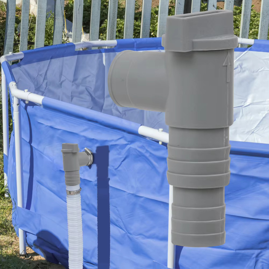 Shunmaii PVC-Poolschlauchadapter mit Absperrventil in Grau, 32 mm Durchmesser, auslaufsicherer Ersatz für Außenpool-Filterpumpen - Bild 3