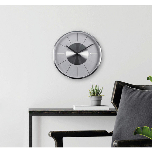 K&L Wall Art Moderne Wanduhr aus Aluminium in Silber, rund, analog, Durchmesser: 30 cm - Bild 2