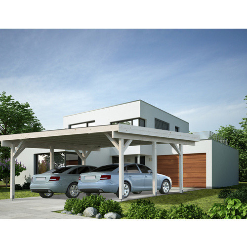 PALMAKO Carport Karl aus Fichtenholz mit Flachdach in Weiss, B/T/H: 600 x 512 x 244 cm - Bild 2