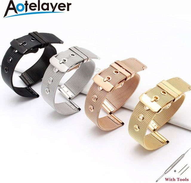 Aotelayer Uhrenarmband Edelstahl, Milanaise, Silber, Unisex - Bild 1