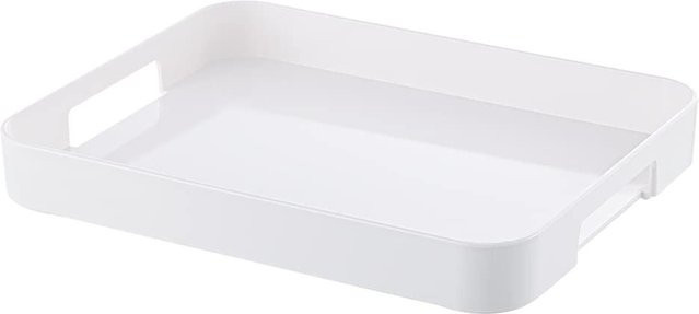 Jiashilu Mehrzweck-Servierplatte aus Kunststoff in Weiß, rechteckiges dekoratives Tablett für Frühstück und Lebensmitteldekoration - Bild 1