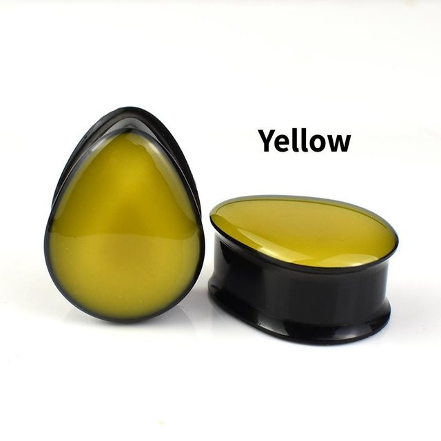 JIAPEIJIA Ohr Gauge Tunnel Plugs, Acryl, Wassertropfen Form, gelb, 8mm - Bild 1