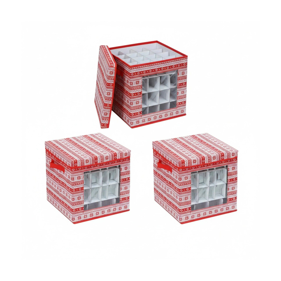 Relaxdays Weihnachtskugel Aufbewahrungsbox 3er Set aus Vlies mit Sichtfenster und Tragegriffen, B/T/H: 33 x 33 x 33 cm - Bild 2
