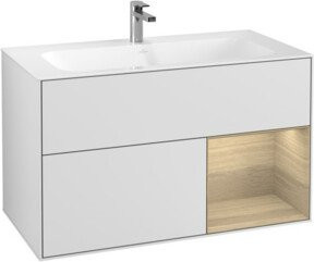 V&B Waschtischunterschrank Finion Reg in Eichenfurnier und Weiß matt lackiert, B: 59,1 cm, T: 49,8 cm, H: 59,1 cm - Bild 1