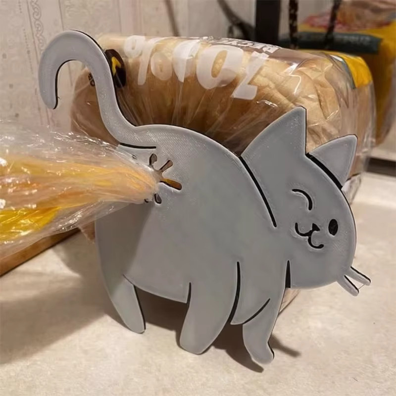 YOWEI 2er-Set 3D Katzen-Hintern Brotbeutel-Clips aus Kunststoff in Grau zur Lebensmittelaufbewahrung - Bild 3