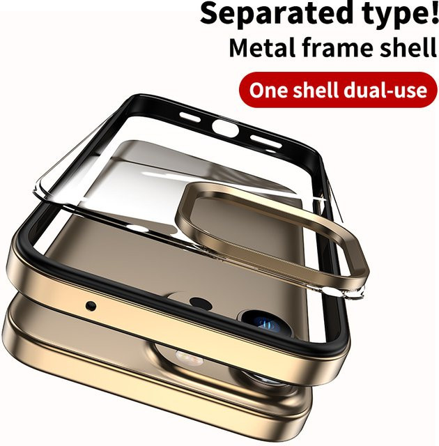NYFundas Wüsten Titan Metall Bumper Fall Abdeckung für iPhone 16 Pro Max 15 Pro 14 Pro 13 Pro 12 Pro in Silber und Schwarz - Bild 1