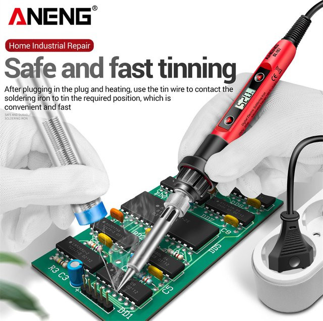ANENG SL102 Elektrischer Lötkolben mit einstellbarer Temperatur für professionelle Reparaturen mit EU/US-Stecker - Bild 1