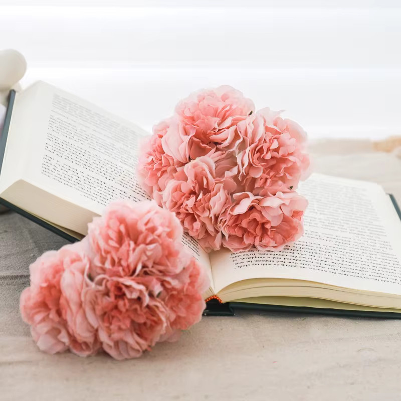 Künstlicher Pfingstrosen Blumenstrauß von Kahaul in Pink und Green als florale Tischdekoration für Hochzeit, Party oder Garten - Bild 1