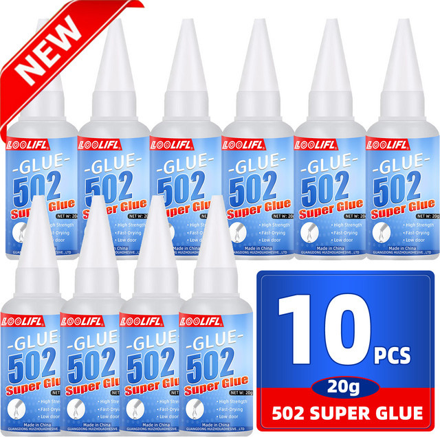 LOOLIFL 10 Stück Cyanacrylat-Flüssig-Superkleber für Holz, Gummi, Metall, Glas und Kunststoff - Bild 1