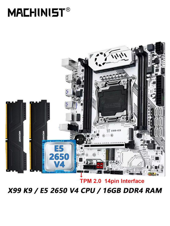 MACHINIST X99 K9 Motherboard Kit mit Xeon E5 2650 V4 CPU, 16 GB DDR4 RAM und NVME M.2, LGA2011-3 Schnittstelle mit TPM 2.0 - Bild 4