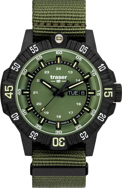 Traser Herrenuhr, Quarz, Edelstahl, Grün, 46 mm, 20 ATM - Bild 1