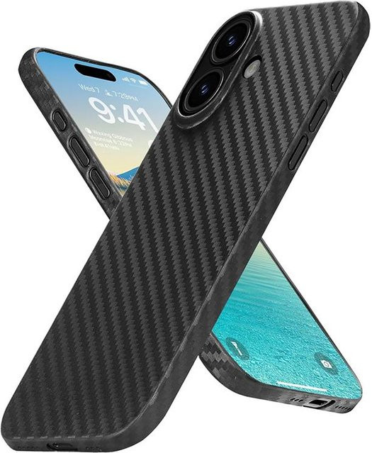 YULIN Ultra dünne Handyhülle im Carbonfaser-Muster für iPhone 17 Pro, Schwarz, Mattes Gehäuse - Bild 1