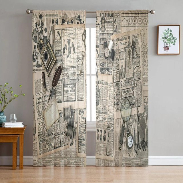 A Family Of Home Textiles Transparente Tüllvorhänge in Beige für Wohnzimmer und Küche, Breite: 135 cm, Höhe: 114 cm - Bild 1