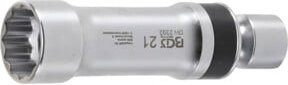 BGS Zündkerzen-Gelenkeinsatz Zwölfkant mit Haltefeder, Antrieb Innenvierkant 3/8 Zoll, SW 21 mm, Silber - Bild 1