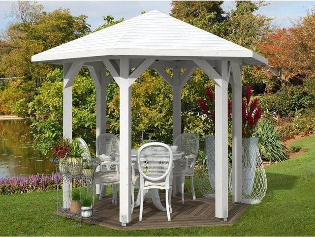 Skan Holz Pavillon Nancy 1 aus Leimholz Fichte in Weiß B/H/T: 360 x 292 x 312 cm - Bild 1