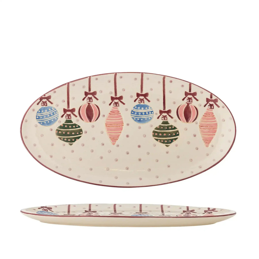 Bloomingville Servierplatte Ornamentia aus Steingut in Rot/Mehrfarbig Durchmesser: 32 cm - Bild 1