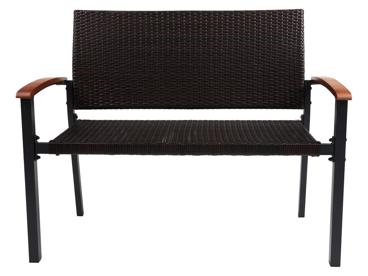 LIVARNO Gartenbank Valencia in Braun mit Rattan-Optik aus Aluminium und Kunststoffgeflecht, B/T/H: 112 x 58 x 91 cm - Bild 3