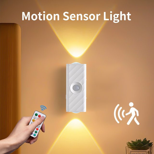 Aamasun RGBW LED Nachtlicht mit Bewegungssensor und Fernbedienung, magnetische wiederaufladbare Wandlampe für Schrank, Treppe, Schlafzimmer und Flur, weiß - Bild 1