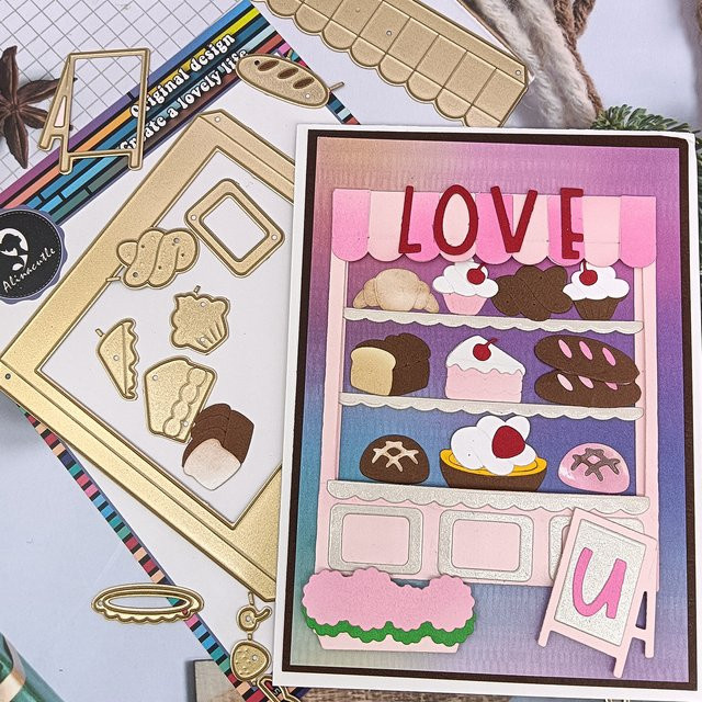 Alinacutle Dessert Shop Metall-Stanzform in Gold für DIY-Grußkarten, Scrapbooking und Handwerk - Bild 1