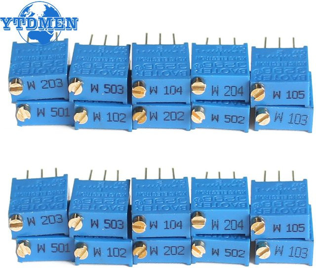 YTDMEN 10er Set 3296W Trimmer Potentiometer Set mit variablen Widerständen in Blau - Bild 1