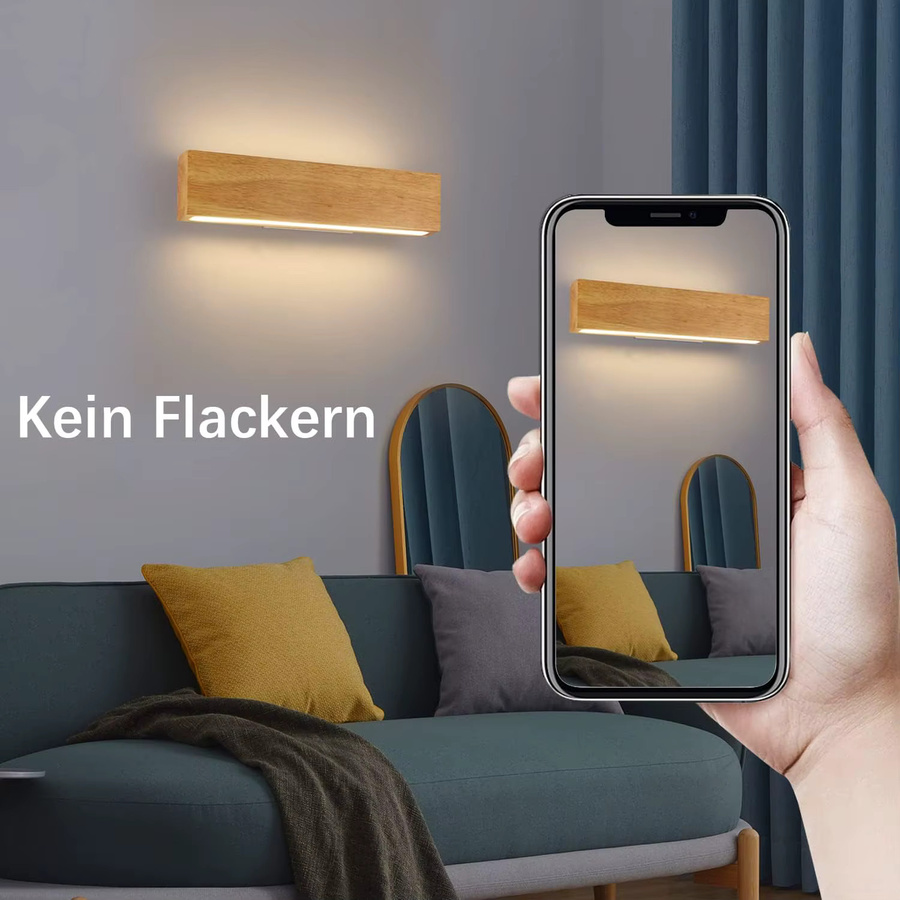 Moderne LED Wandleuchte aus Holz in Weiß mit Up-and-Down Design, 11W, 3000K Warmweiß, Höhe: 32 cm - Bild 3