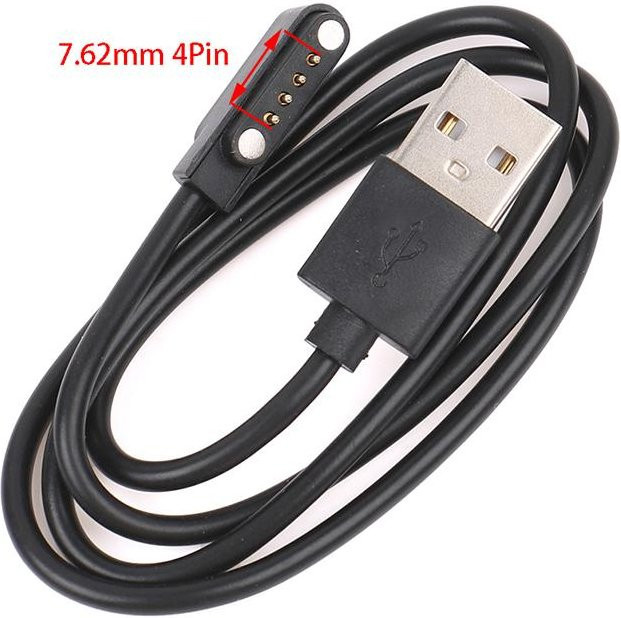 Putwer Lova Magnetisches Smart Watch Ladekabel in Schwarz mit USB-A und USB-C Anschluss für 2-polige und 4-polige Uhren (7,62 mm, 2,54 mm, 4 mm) - Bild 1
