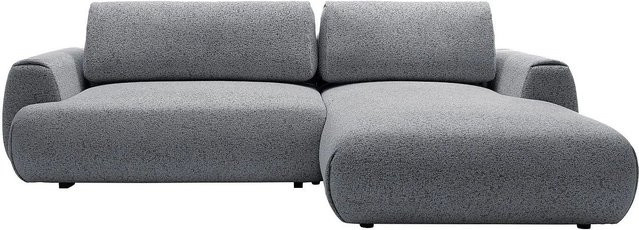 Vente-unique Schlafsofa Monelia in Grau, L-Form mit Schlaffunktion und meliertem Stoff, Breite: 270 cm - Bild 1