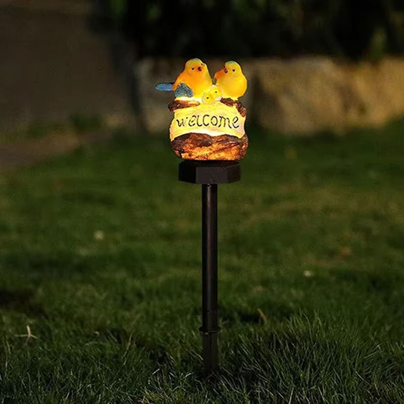 Wasserdichte Solar-Gartenleuchte im Vogel-Stil aus Harz mit warmweißem LED-Licht und Mehrfarben-Option für deine Garten- und Landschaftsdekoration - Bild 4