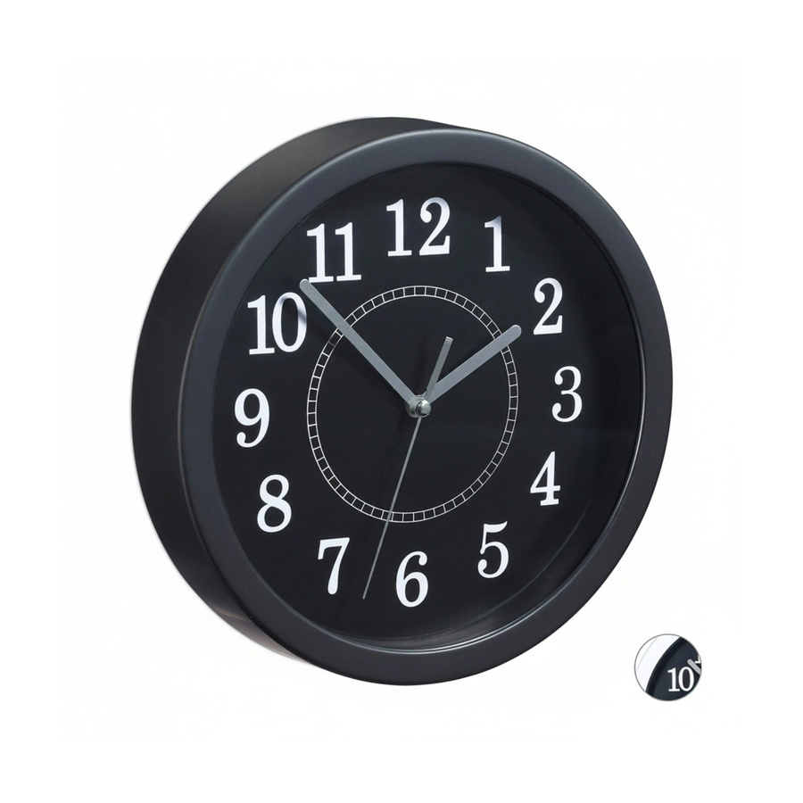 Relaxdays Wanduhr rund aus Kunststoff und Metall in Schwarz mit Sekundenzeiger und Quarzwerk, Durchmesser: 20 cm - Bild 2