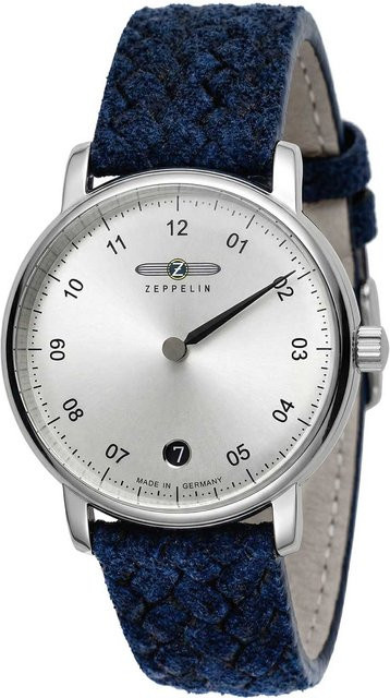 Zeppelin Damenuhr, Quarz, Edelstahl, Leder, 36 mm, Silber, 5 ATM - Bild 1