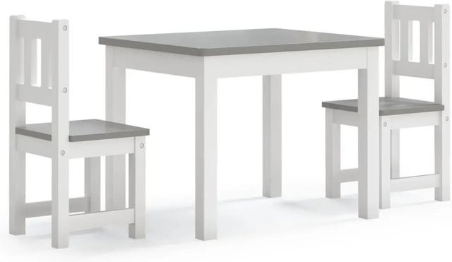 vidaXL 3-teilige Kinder-Sitzgruppe aus MDF in Weiß und Grau für Kinderzimmer, Schulen und Kindergärten - Bild 1