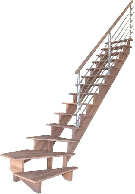 StarWood Treppenwinder Lindos Pro aus Buche mit Edelstahl-Design-Geländer, Breite: 80 cm, Höhe: 280 cm, Tiefe: 13 cm - Bild 1
