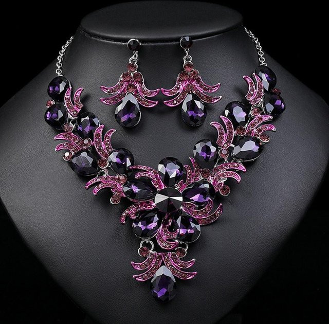 Lucky Star Jewelry Schmuck-Set, Legierung, Zirkonia, Lila, Damen, 47cm - Bild 1