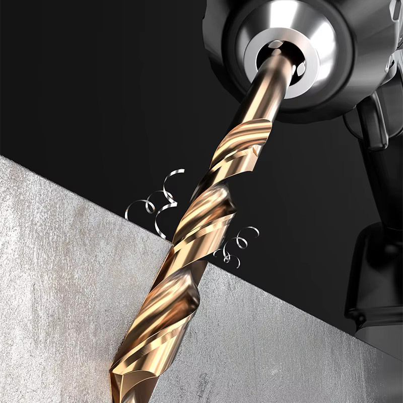 Huhao 13-teiliges Spiralbohrer-Set aus HSS mit Titanbeschichtung, Gold, 1–6,5 mm, Rundschaft für Holzbearbeitung - Bild 3