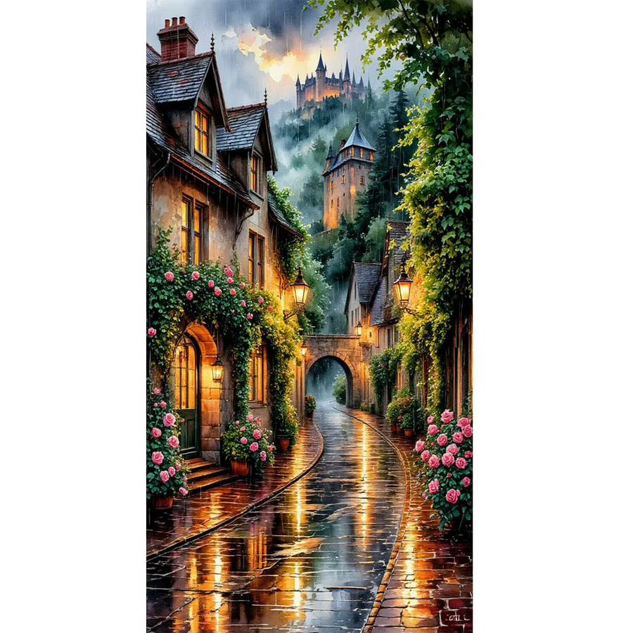 JKEKEYANG Diamantmalerei DIY Straßenlandschaft Mosaik Set in Multicolor, B/H/T: 40 x 20 x 20 cm - Bild 2