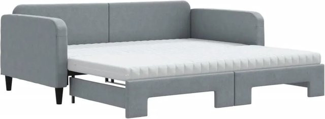 vidaXL Tagesbett ausziehbar mit Matratze in Hellgrau, B/T/H: 200 x 100 x 75 cm - Bild 1