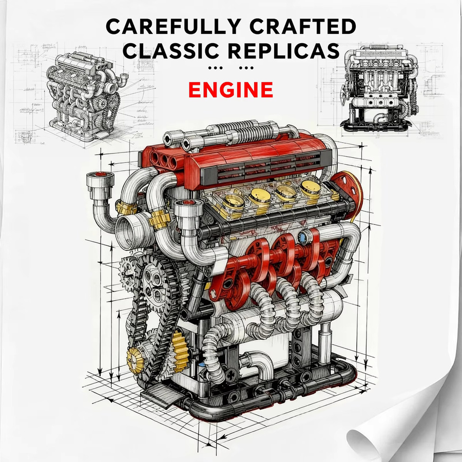 wishiot Klassische Supercar V8 Motor, Bausteine, 558 Teile - Bild 3