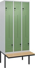 C+P Z-Spind Classic PLUS Sitzbank mit 6 Fächern und Sicherheits-Drehriegel, Buche-Hartholz, B/T/H: 212 x 90 x 81,5 cm - Bild 1
