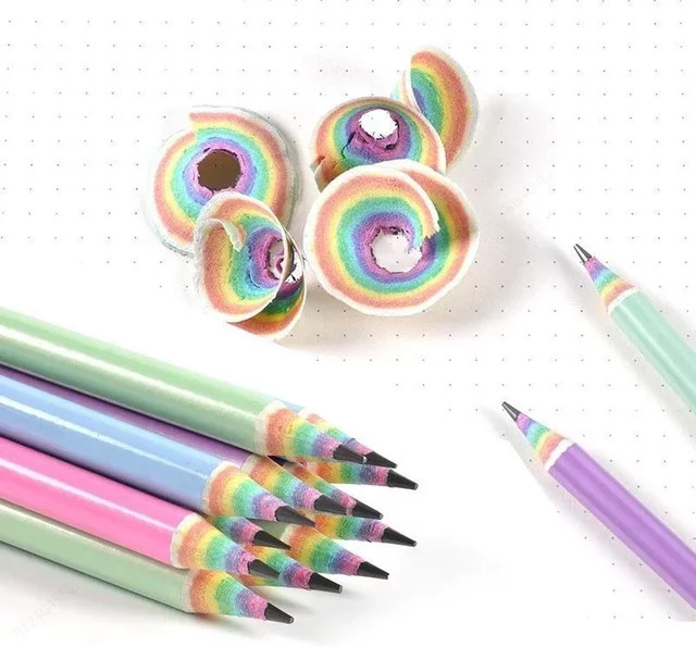 12er-Pack HB-Bleistifte aus Regenbogenpapier in Mehrfarbig, umweltfreundliche und ungiftige Schreibstifte für Kinder und die Schule - Bild 1