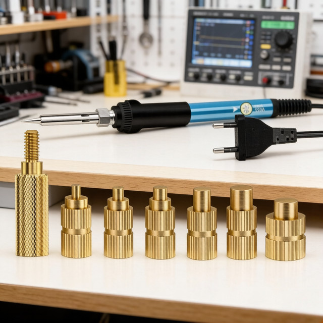 Heißluft-Lötkolben-Spitzenkopf-Einsatz M2-M6 Messing-Einbaunut-Kit für Kunststofflöten in Gold - Bild 1