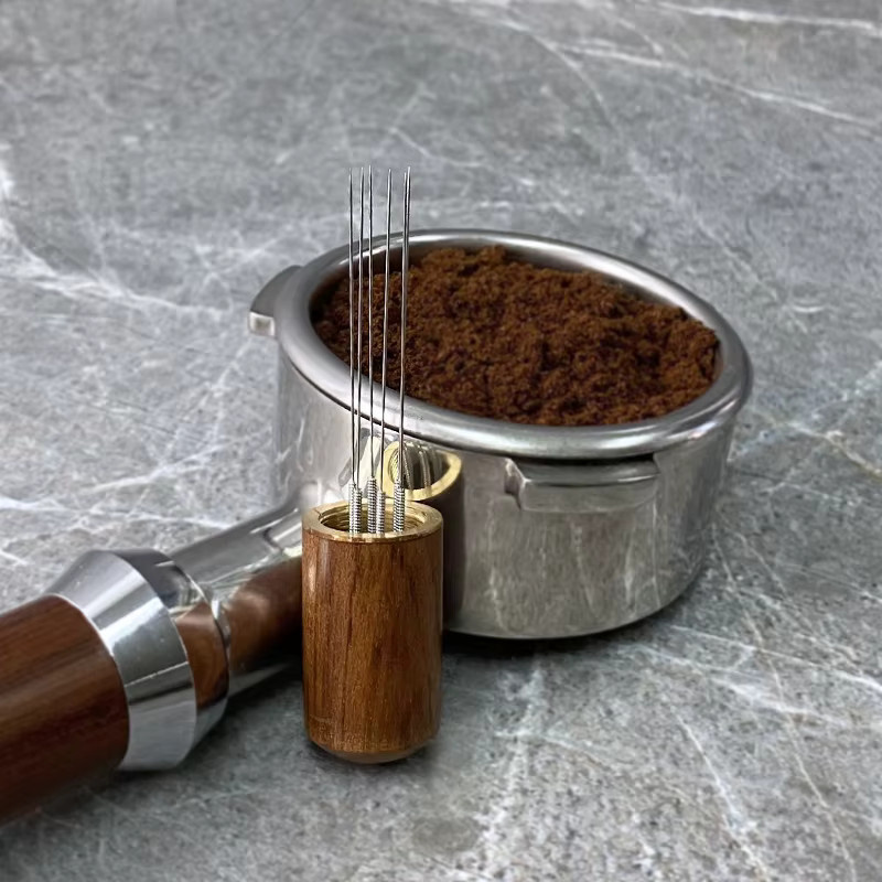 Kisshome Kaffee-Nadelverteiler WDT-Werkzeug aus Edelstahl in Braun für Espresso-Pulver-Rühren und Nivellieren - Bild 3