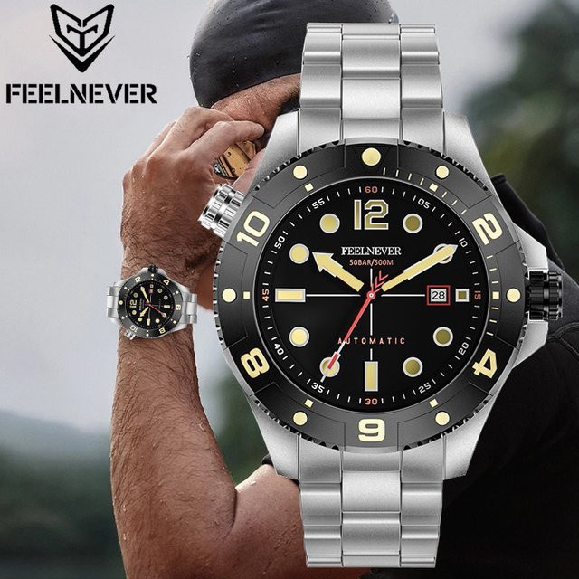 FeelNever Armbanduhr Automatik, Edelstahl, Schwarz, Saphirglas, Herren - Bild 1