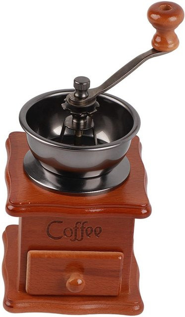TOMTOP JMS Manuelle Kaffeemühle im Retro Design aus Holz und Edelstahl, Weiß/Braun - Bild 1
