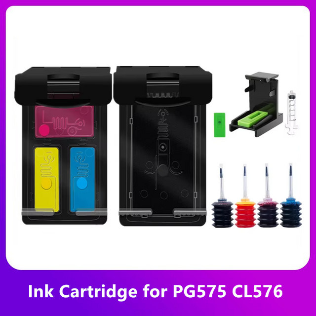Nachfüllbare Tintenpatrone Canon Schwarz für PIXMA TS3550i TS3551i TR4750i TR4751i Tintenstrahldrucker kompatibel mit PG-575XL und CL-576XL - Bild 1