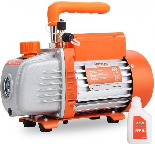 VEVOR Vakuumpumpe 150W Einstufige Unterdruckpumpe für Klimaanlagen und HVAC mit 100L/min Durchfluss und Kupfermotor in Orange - Bild 1