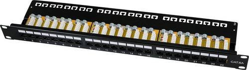 LogiLink Patch-Panel CAT 6a Schwarz, 1 HE, bestückt, Breite: 483 mm - Bild 1