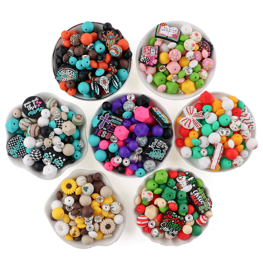 sunrony Silikon Fokus Perlen, gemischt, für Schmuck DIY - Bild 3